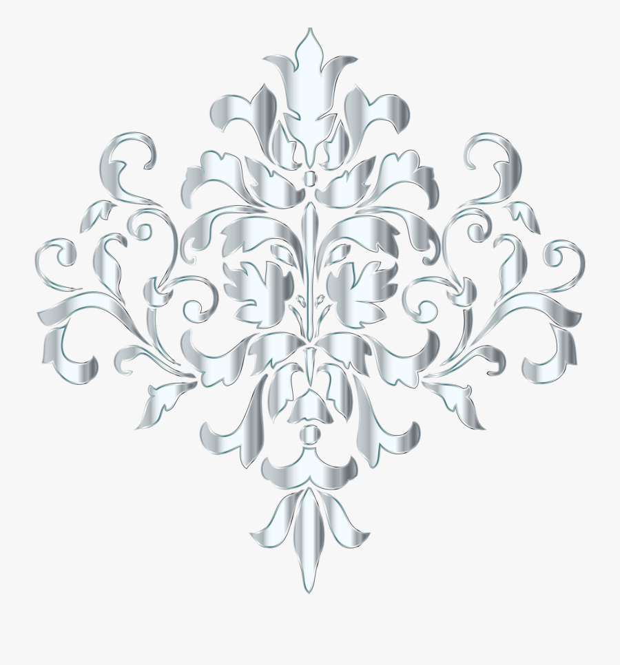 Silver Damask Design No Background Icons Png - Gold Floral Design Png, Transparent Clipart