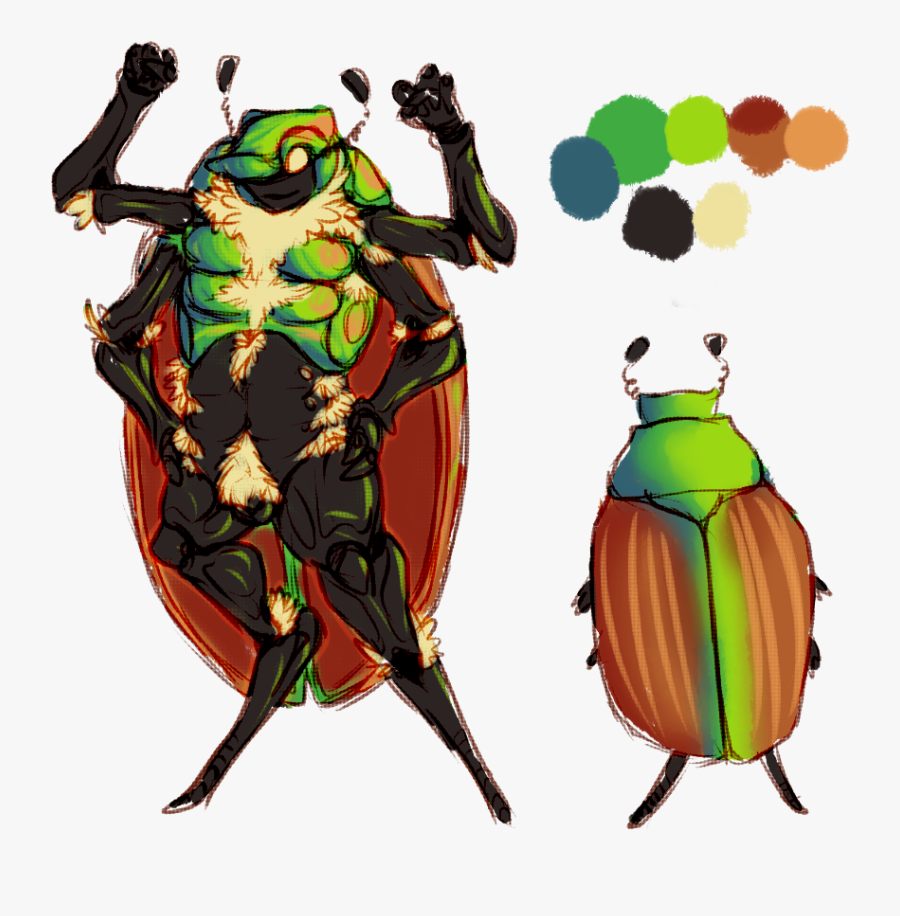 Drawing Insect Japanese Beetle - Dung Beetle Fursona, Transparent Clipart