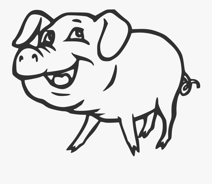 Clip Art Pig Cartoon Black And White - Pig Clipart Black And White, Transparent Clipart