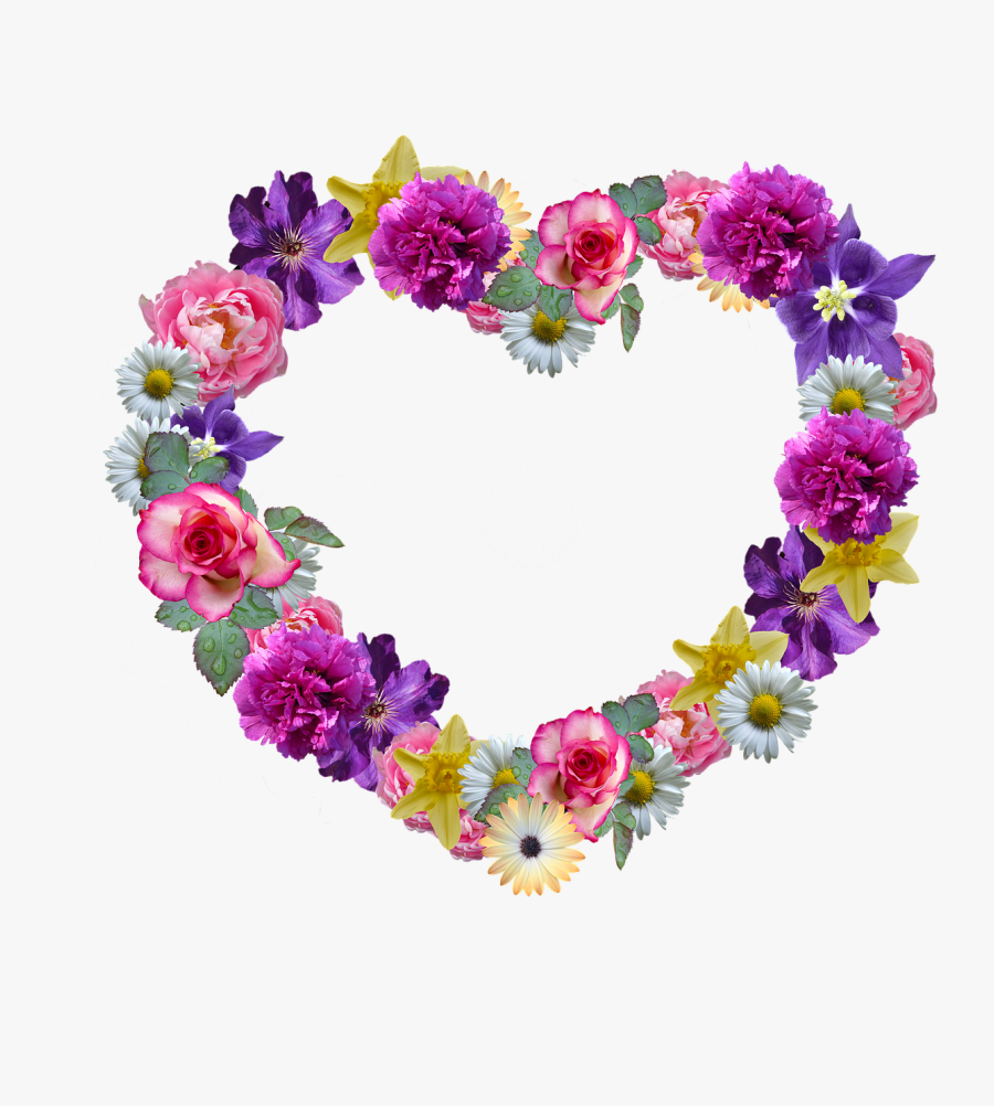 Flowers,heart,mother"s Day,floral Wreath,greeting,free - Sharechat Flowers, Transparent Clipart