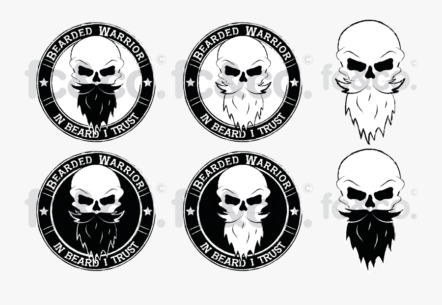 Drawing Beard Hand Drawn - Skull With Beard Decal, Transparent Clipart