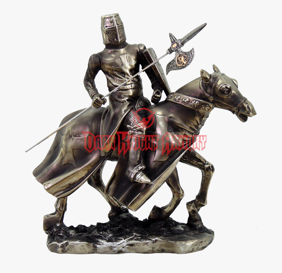 Mounted Medieval Knight Halberdier Statue - Bronze Equestrian Statues, Transparent Clipart