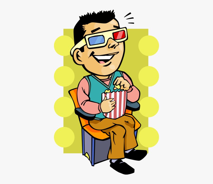 Vector Illustration Of Movie Fan Watches Theatre Or - Watch A Movie Clipart, Transparent Clipart