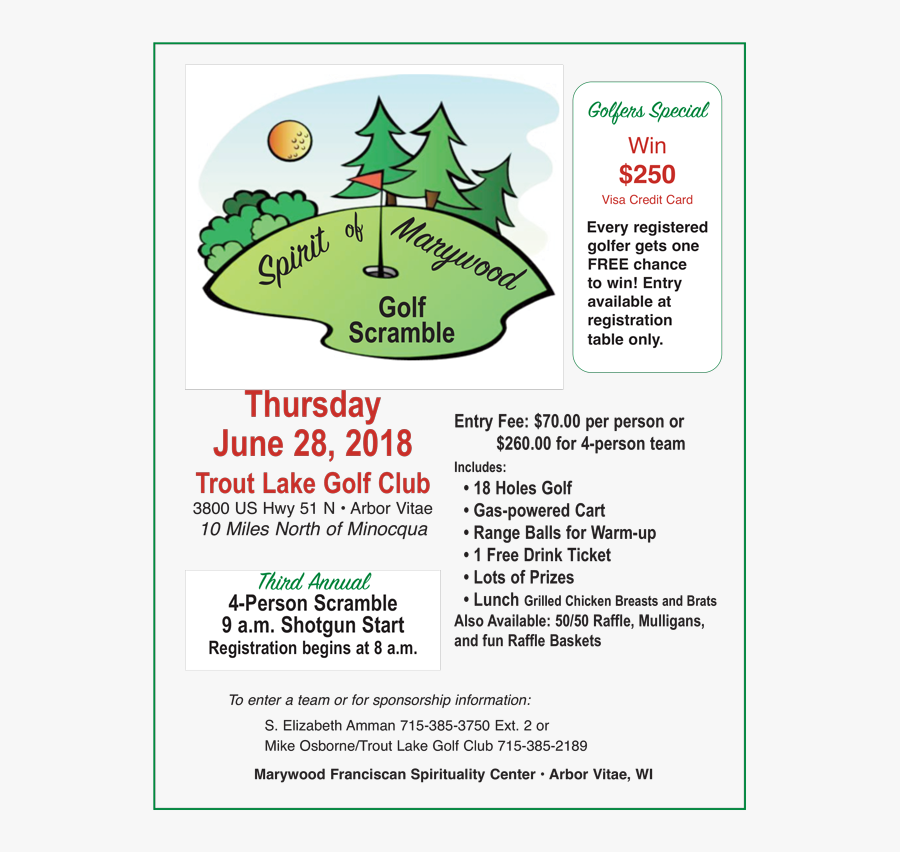 Spirit Of Marywood Golf Scramble - Cartoon, Transparent Clipart