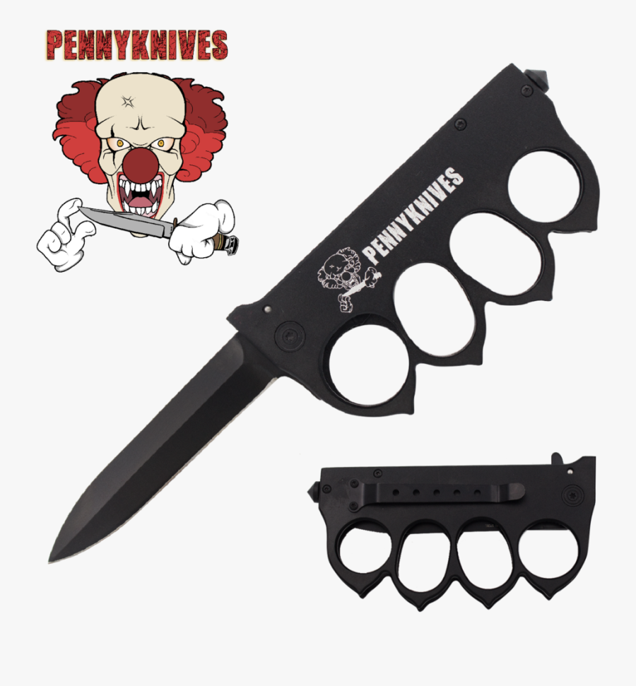 Pennyknives Brass Knuckle Knife Trigger Action Folder - Self Defense Knuckle Knife, Transparent Clipart