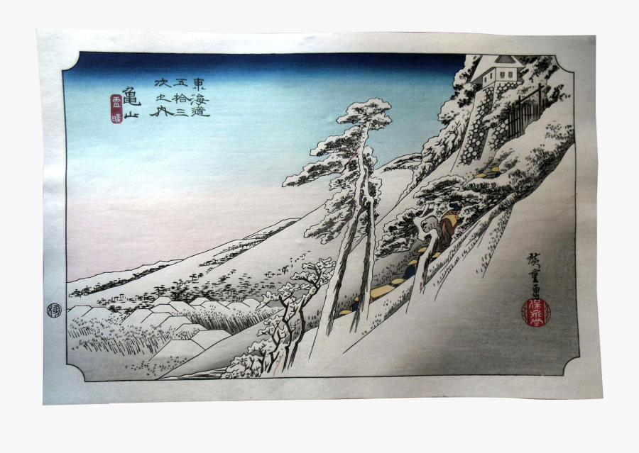 Scene Drawing Winter - Old Japanese Woodblock Prints, Transparent Clipart