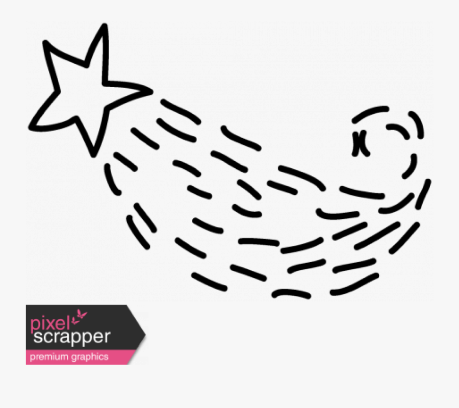 Transparent Shooting Star Clipart Black And White - Shooting Star Doodle Png, Transparent Clipart