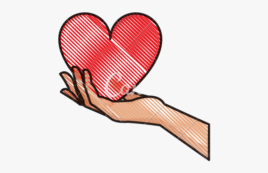 Clip Art Holding Heart - Herz Mot Der Hand Gehalten Zeichnen, Transparent Clipart