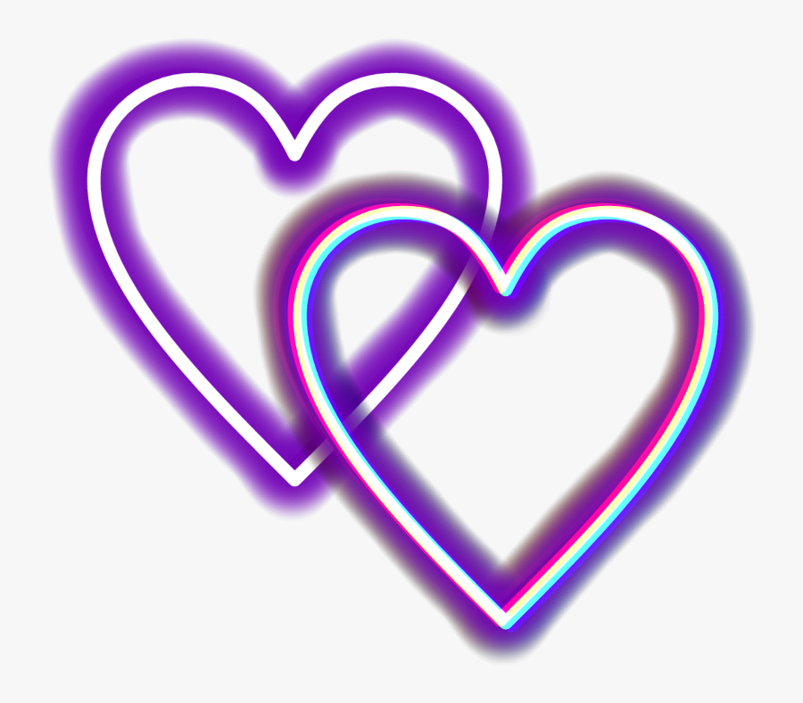 #mq #purple #glitch #neon #hearts - Transparent Background Purple Heart, Transparent Clipart