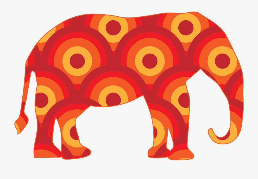Retro Circles Elephant Bclipart - Retro Elephant, Transparent Clipart