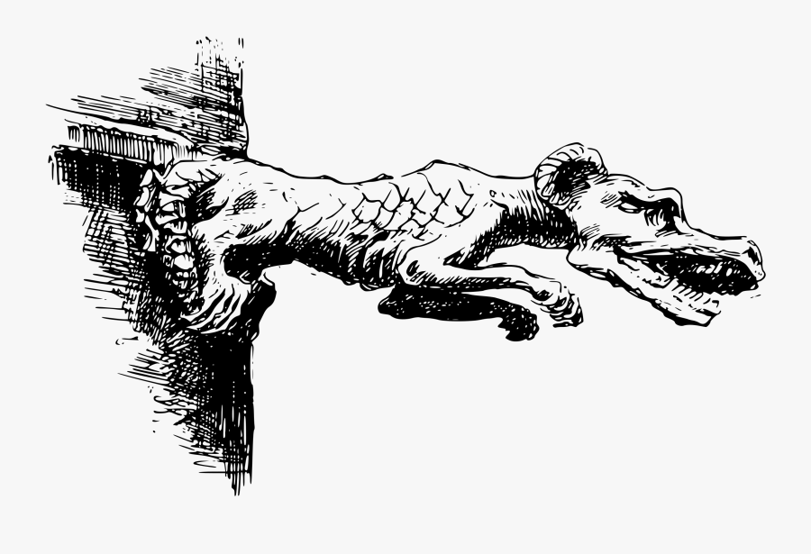Transparent Middle Ages Clipart - Gargoyles Gothic Architecture Drawing, Transparent Clipart