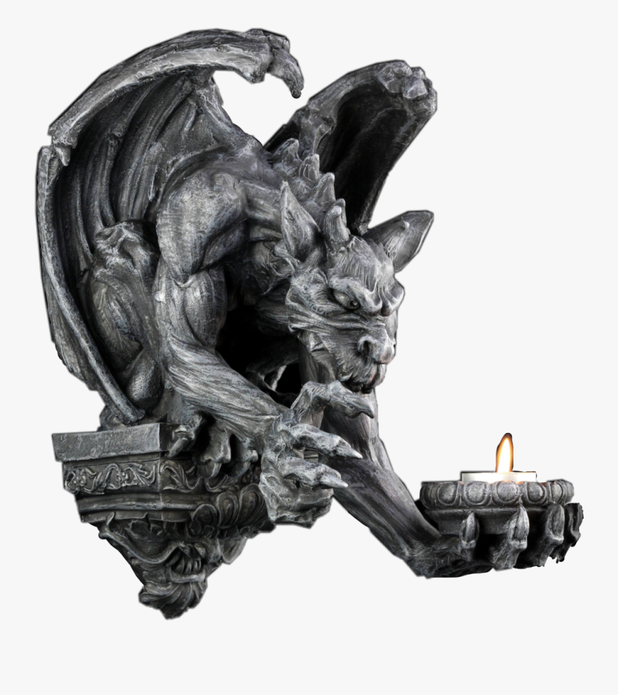 #gargoyle #statue #stone #candle #freetoedit #remixme - Statue Gargoyle Wall, Transparent Clipart