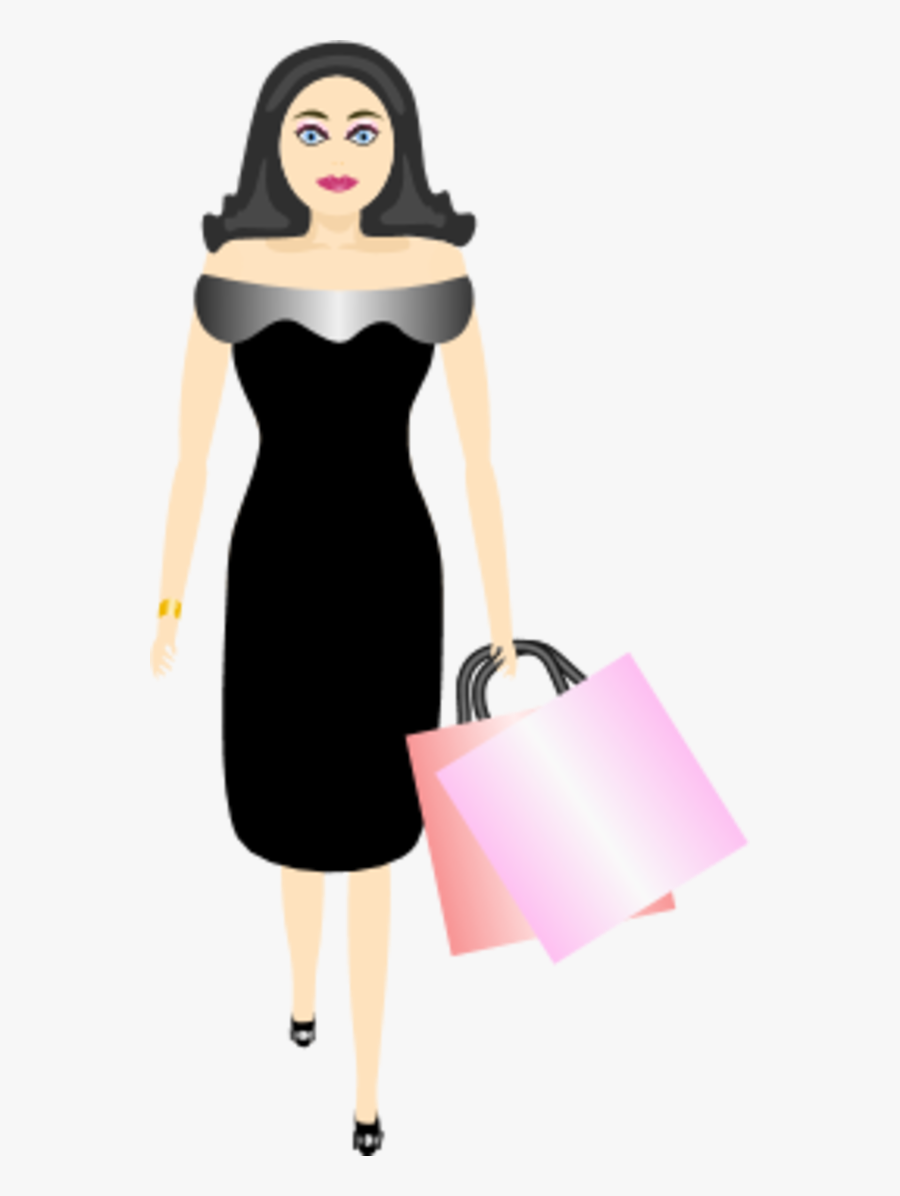 Vector Clip Art - Clipart White Women Shopping, Transparent Clipart