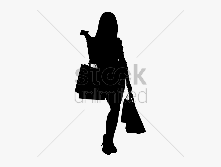 Shopping Clipart Shopping Bag - Women Black Shopping Silhouette, Transparent Clipart