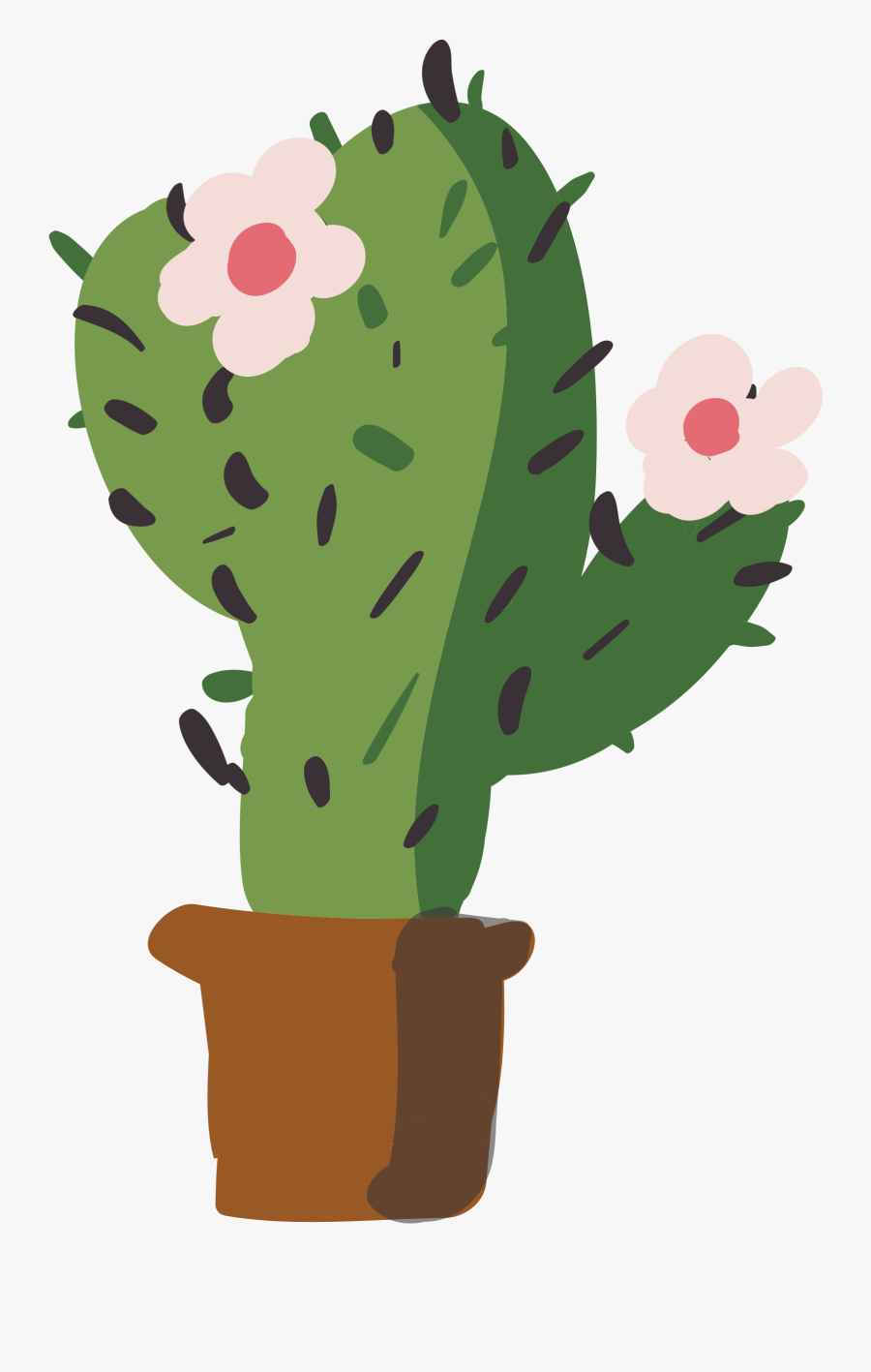 Drawn Cactus Abstract Watercolor - Cactus With Flowers Drawing, Transparent Clipart