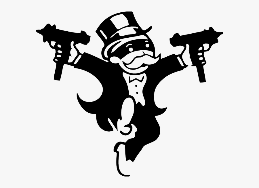Monopoly Man With Uzi Clipart , Png Download - Monopoly Guy With Guns, Transparent Clipart