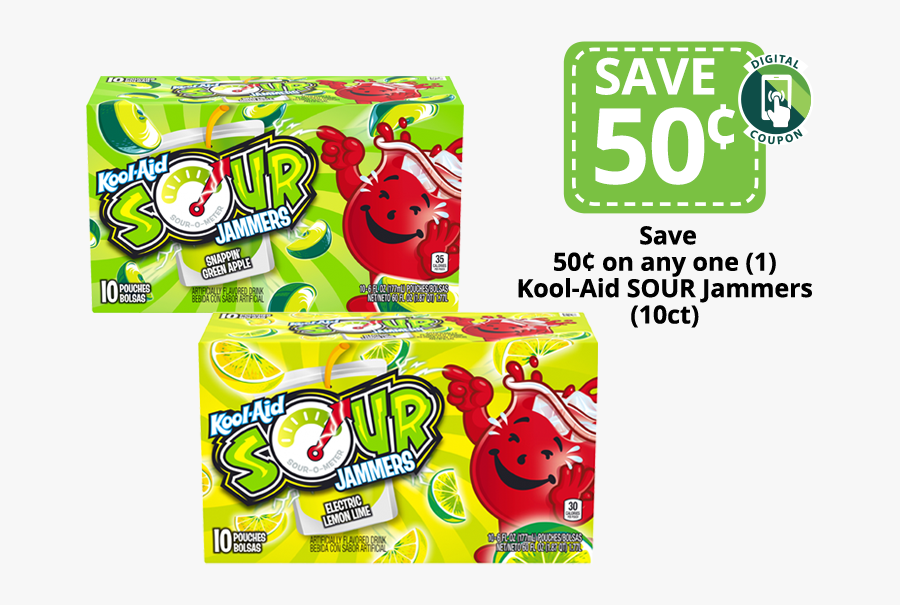 Packages Of Kool-aid Sour Jammers Drink Pouches - Kool Aid Sour Jammers, Transparent Clipart