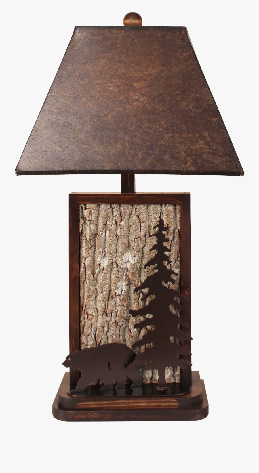 Aspen/dark Bronze Poplar Bark With Iron Bear & Tree - Lampshade, Transparent Clipart