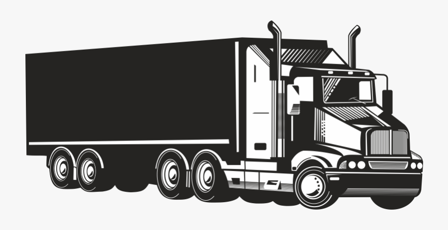 Semi-trailer Truck Articulated Vehicle - Truck Black And White, Transparent Clipart