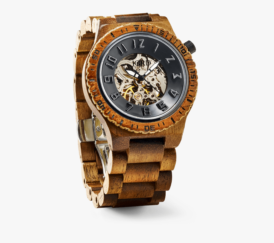 Clip Art Freeuse Library Dover Ebony Black Skeleton - Mechanical Wooden Watch, Transparent Clipart