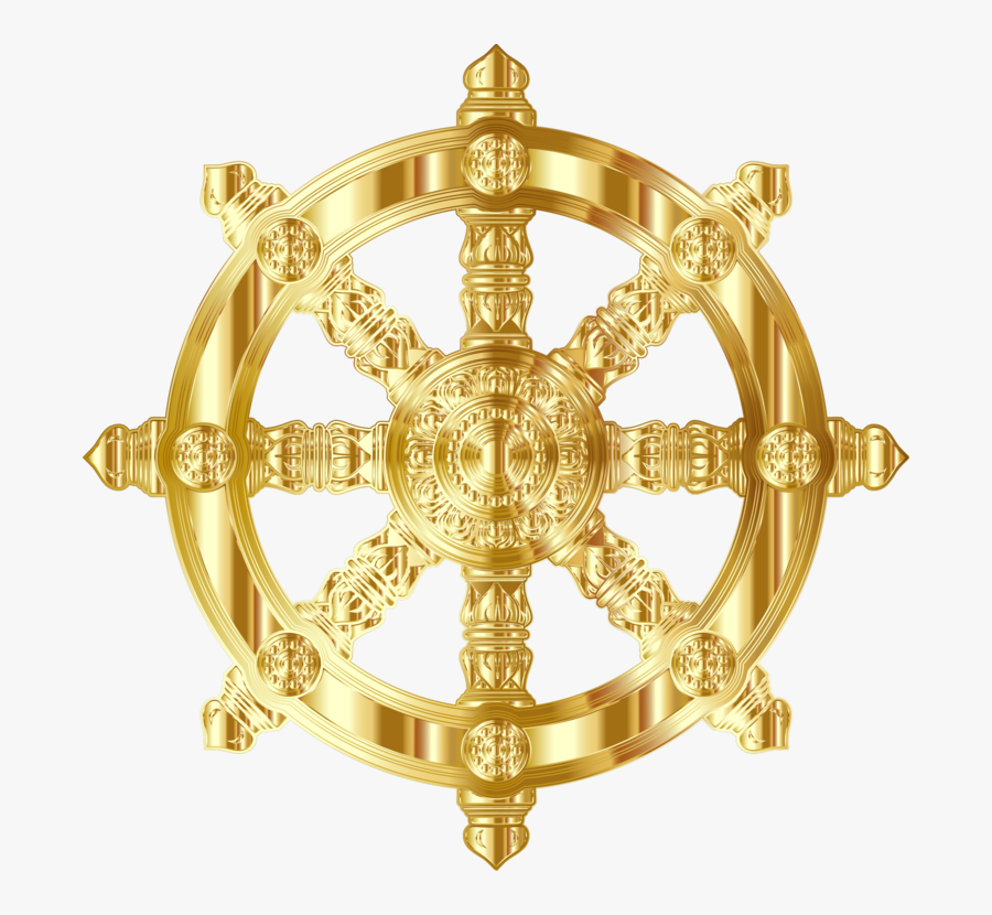 Ornate, Decorative, Dharma, Wheel, Buddhism, Buddha - Gold Dharma Wheel, Transparent Clipart