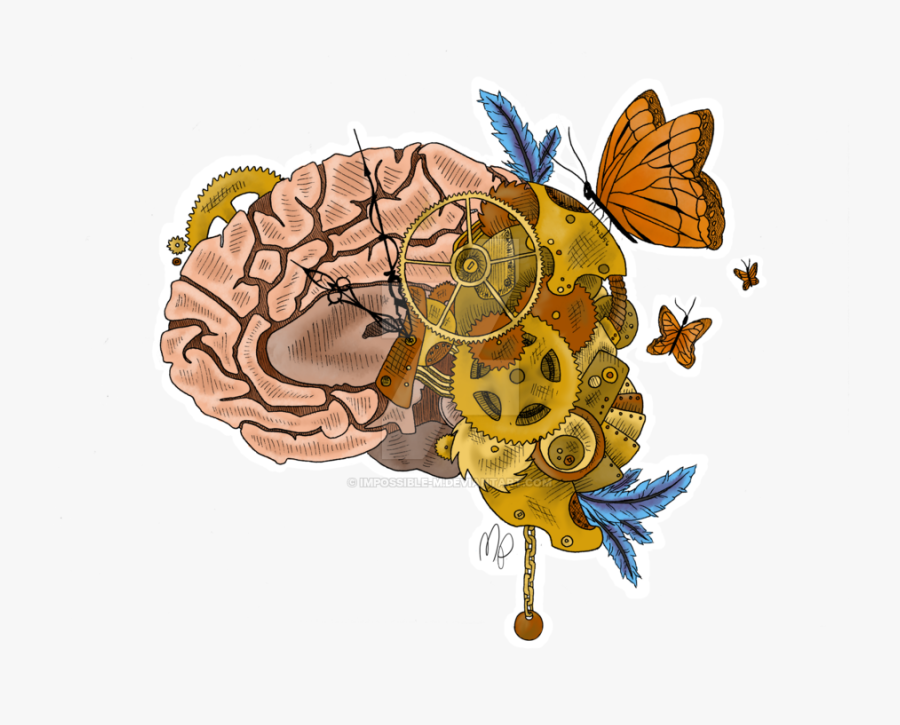 Drawing Steampunk Brain - Illustration, Transparent Clipart