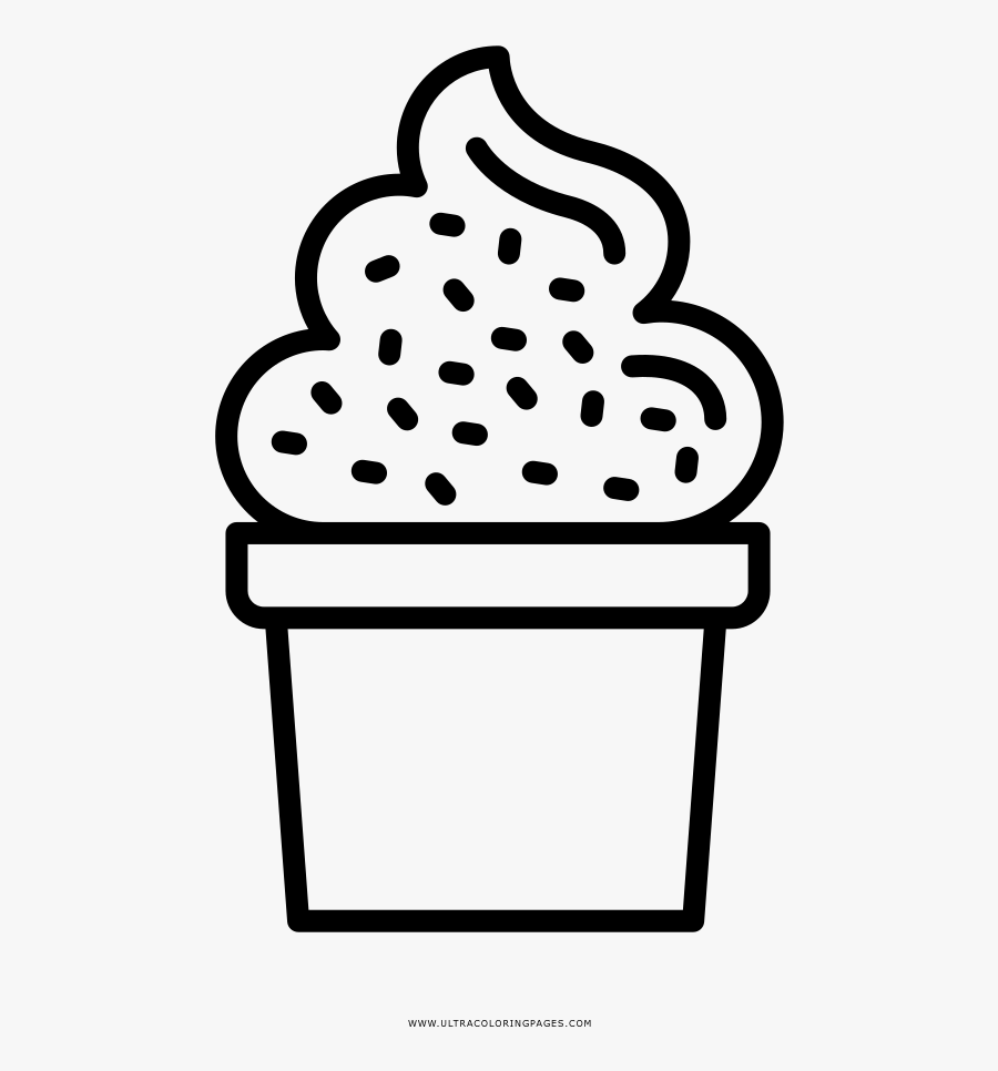 Ice Cream Cup Coloring Page, Transparent Clipart