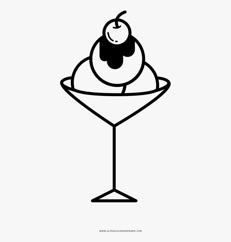 Ice Cream Cup Coloring Page - Coloring Book, Transparent Clipart