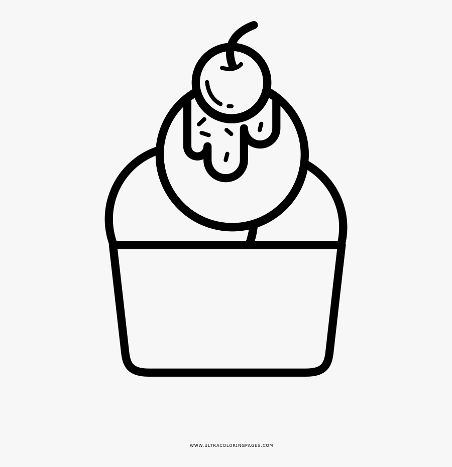 Ice Cream Cup Coloring Page - รูป ไอ ติ ม ระบายสี, Transparent Clipart