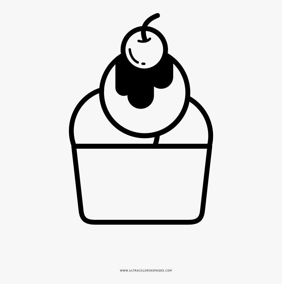 Ice Cream Cup Coloring Page - รูป ไอ ติ ม ระบายสี, Transparent Clipart