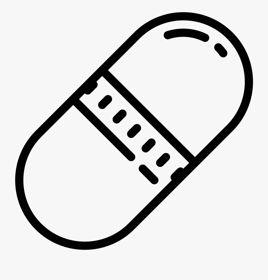 Vector Pills Black And White - Icon, Transparent Clipart