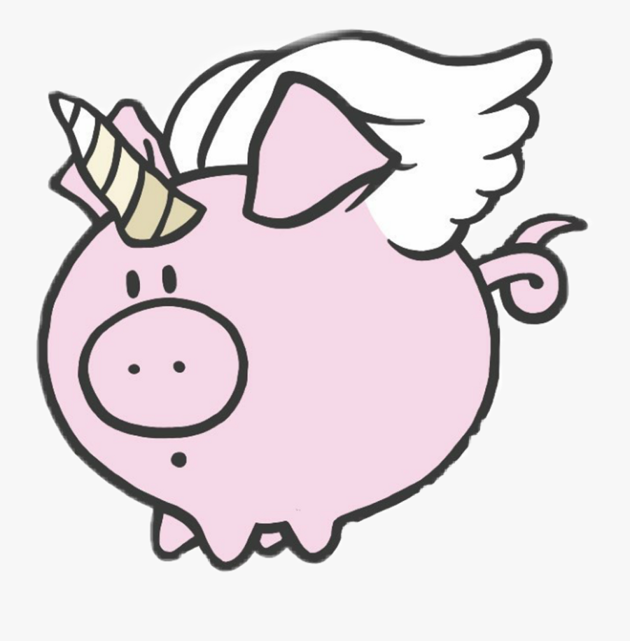 Cerdicorn Piggy Pig Unicorn Sticker - Cute Pink Pig Aesthetic Sticker, Transparent Clipart