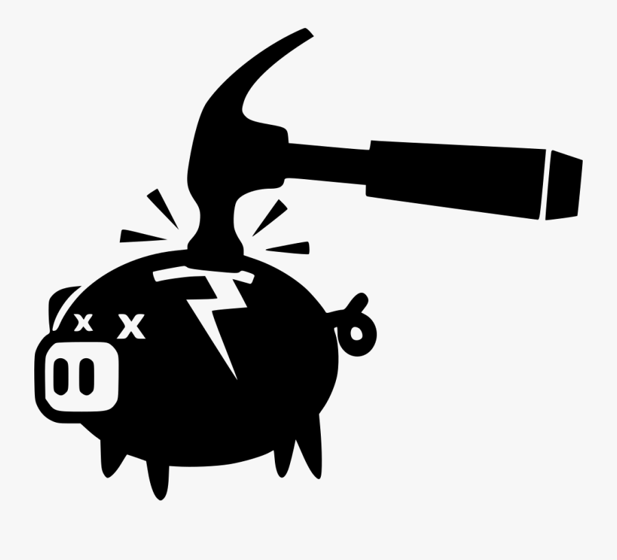 Piggy Bank Broken Hammer Comments - Breaking Piggy Bank Icon, Transparent Clipart