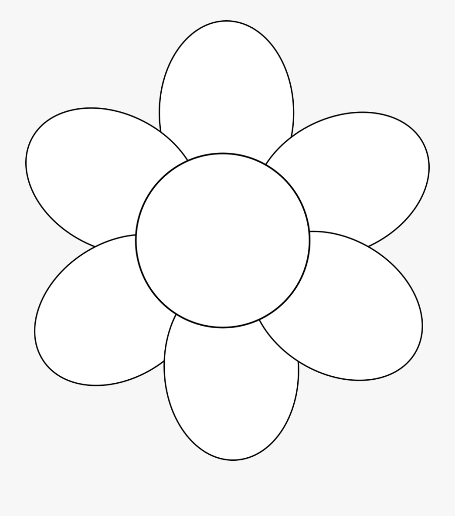 Flower Six Petals Black Outline - Mothers Day Flower Template, Transparent Clipart