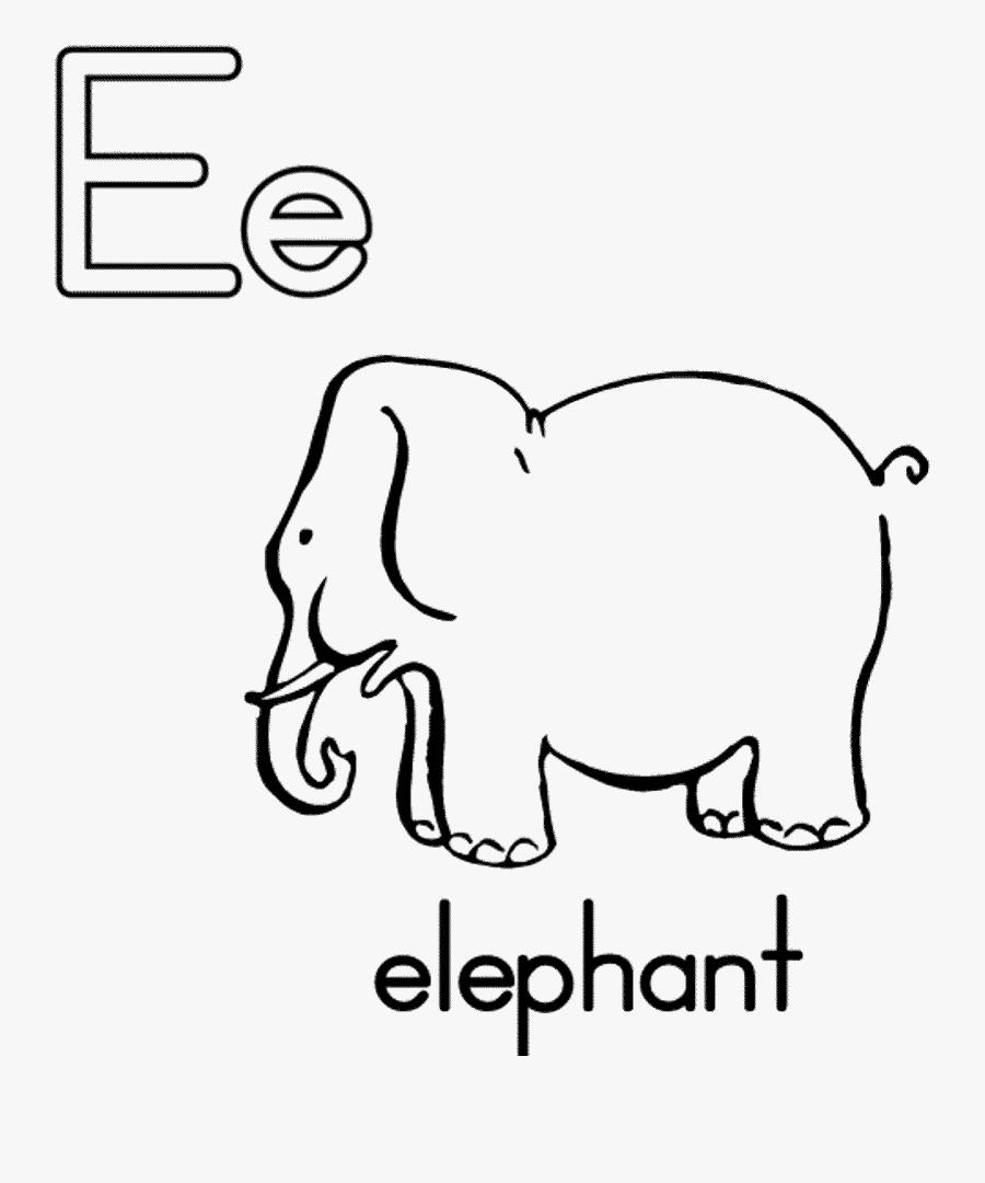 Drawing Alphabet Coloring - E For Elephant Drawing, Transparent Clipart