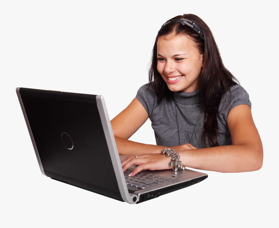 Girl Using Laptop Png Image - Free Web Design Flyer, Transparent Clipart