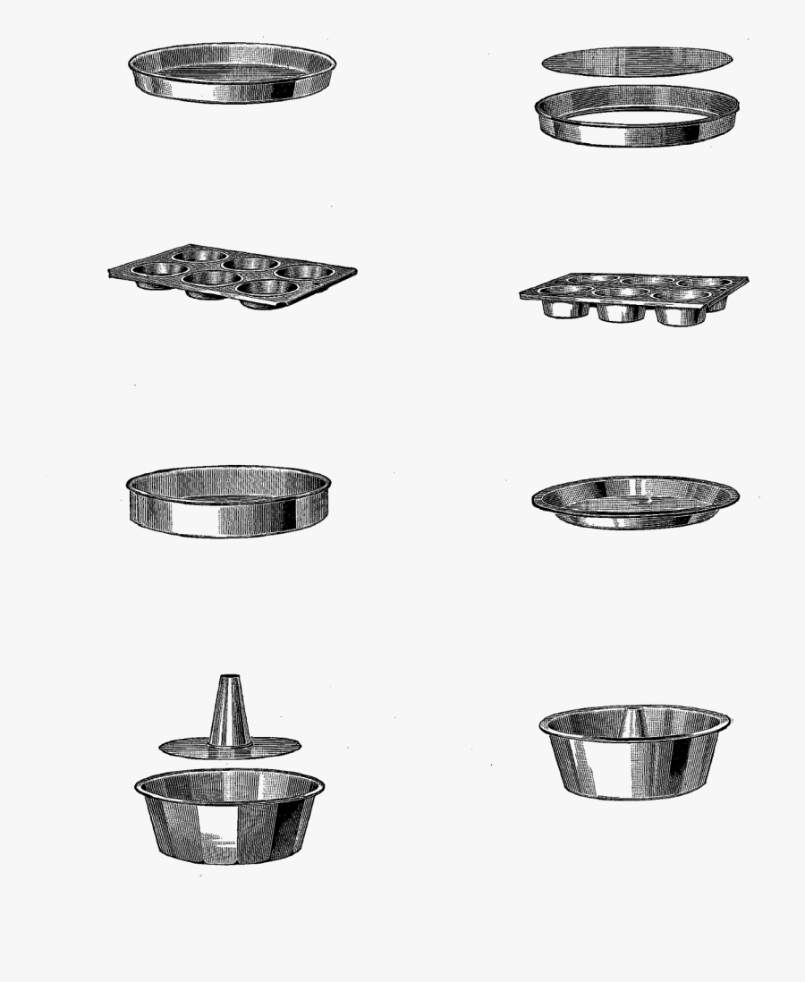 Baking Kitchen Image Collage Bread Cake Pans Digital - Sketch, Transparent Clipart