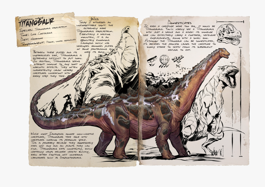 Clip Art Titanosaurus Redwood Brontosaurus Dinosaur - Ark Survival Evolved Titanosaur Dossier, Transparent Clipart