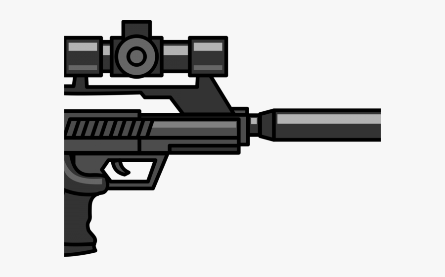 Pistol With Sniper Scope, Transparent Clipart