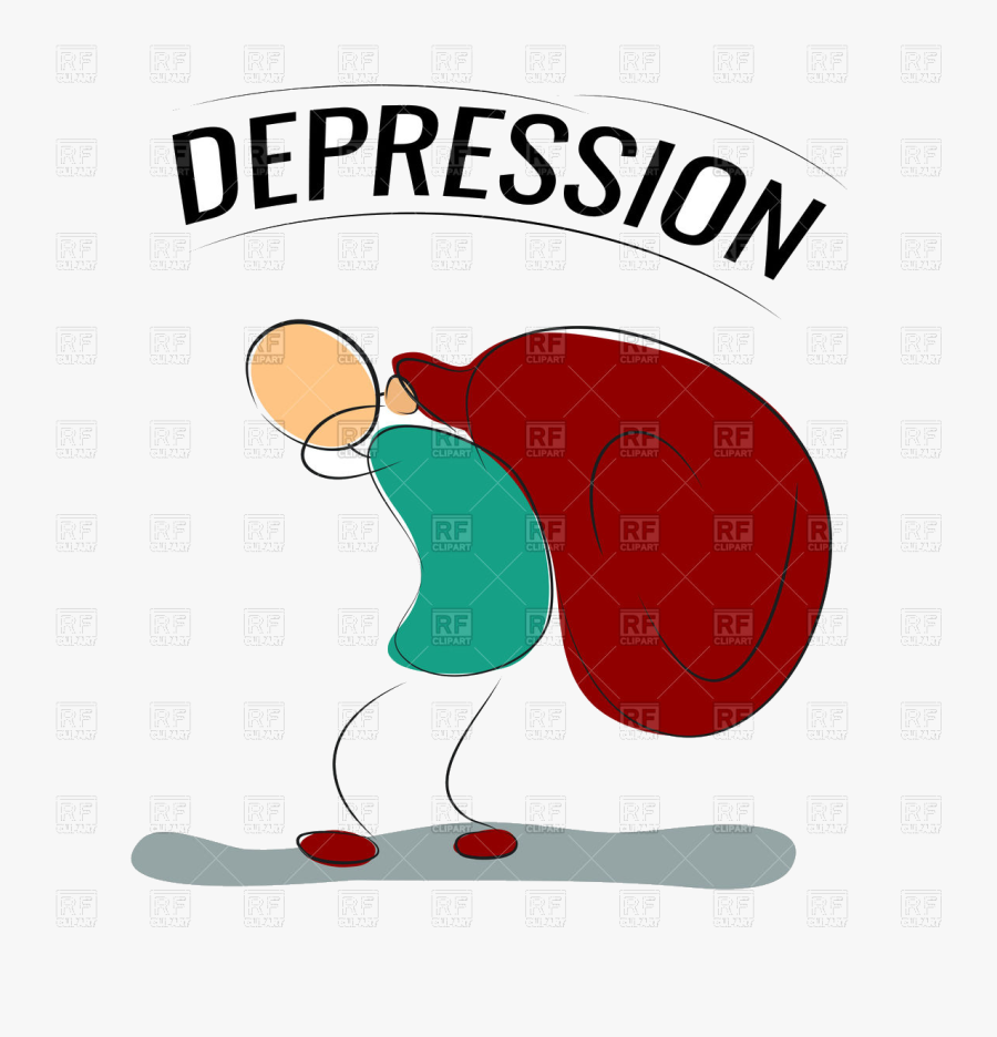 Depression Man Bears Big Sack Concept Vector Image - Dibujos De La Gran Depresion, Transparent Clipart