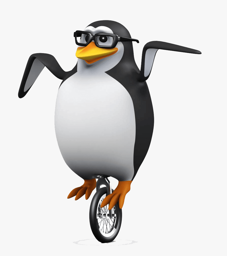 Penguin On A Unicycle, Transparent Clipart