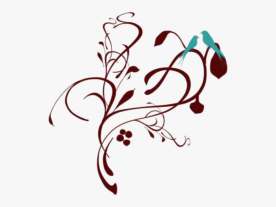 Birds On A Branch Svg Clip Arts - Black And White Wedding Borders, Transparent Clipart