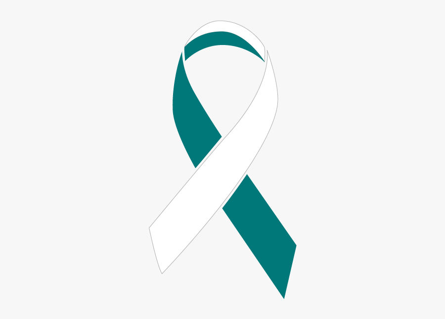 Teal And White Colored Cervical Cancer Ribbon - Cervical Cancer Ribbon Color, Transparent Clipart