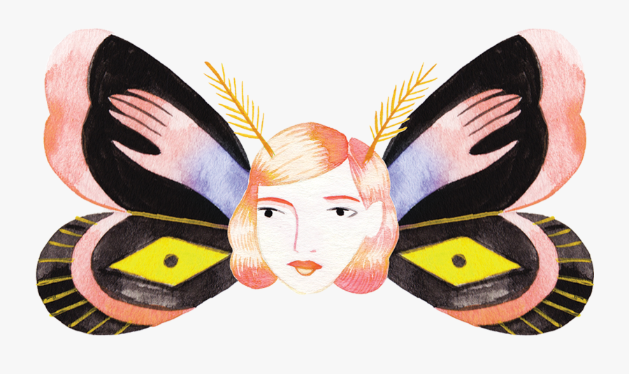 Tattly Butterfly Head Estee Preda 00 V=1532012888 - Estee Prada Tattly, Transparent Clipart