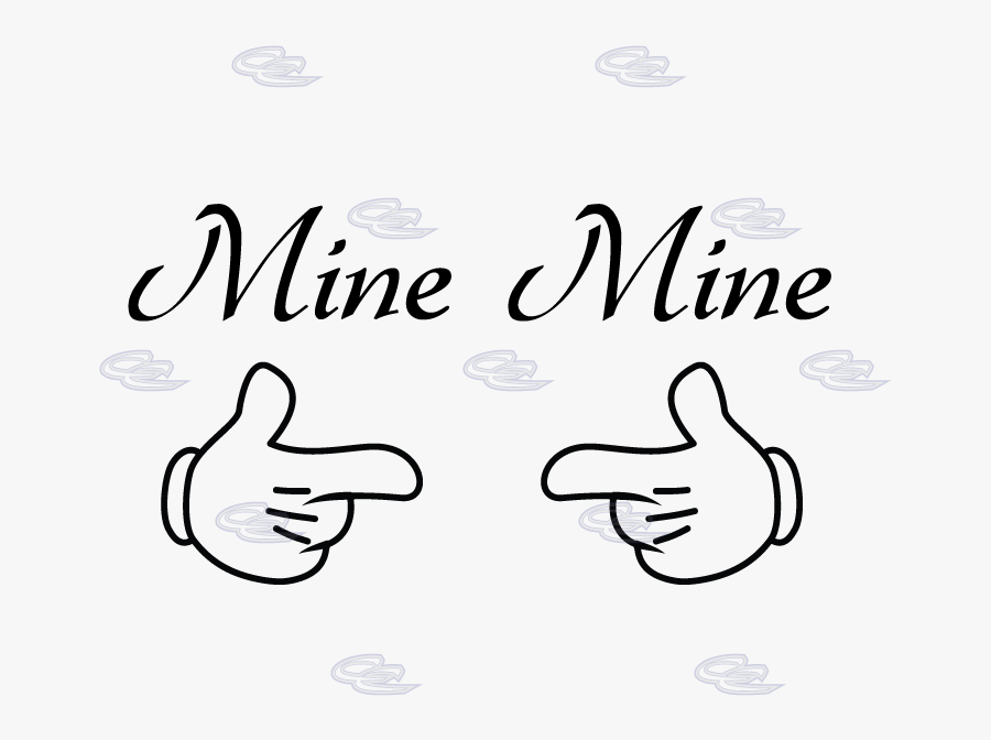 Mickey Mouse Hands Pointing - Calligraphy, Transparent Clipart