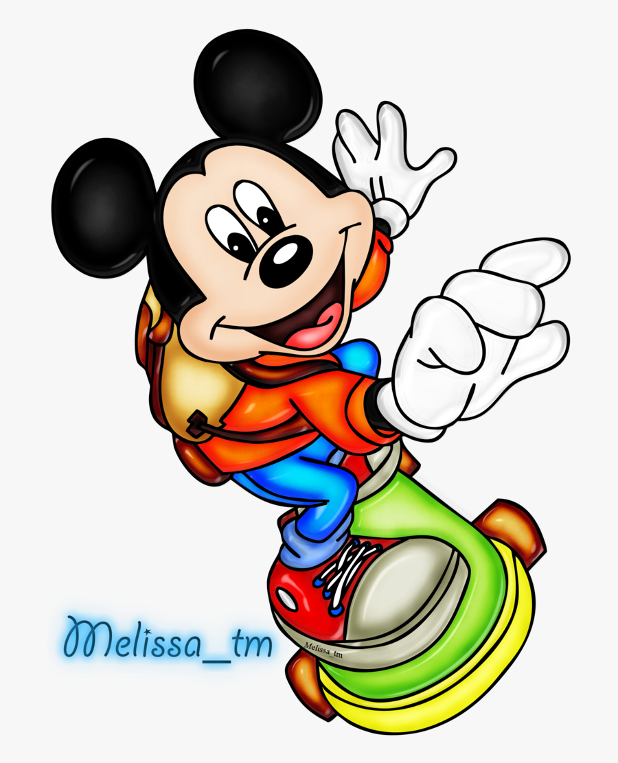 Transparent Disney Clip Art - Mickey Mouse On Skateboard, Transparent Clipart