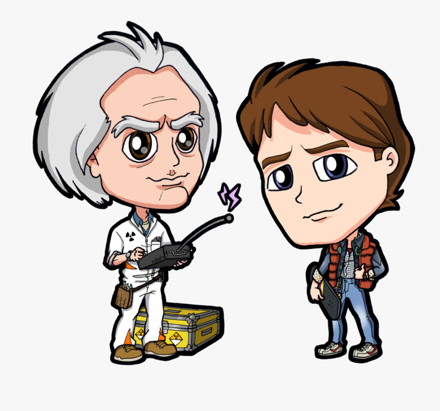 1985 Back To The Future Doc Brown Marty Mcfly By Zphal - Back To The Future Marty And Doc Cartoon, Transparent Clipart
