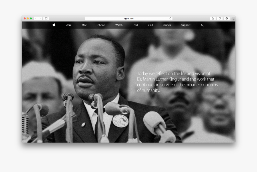 Apple Commemorates Martin Luther King On Its Homepage, - Martin Luther King Giving His Speech, Transparent Clipart