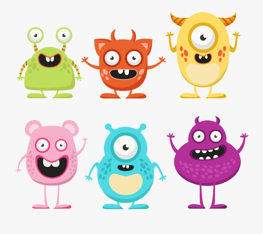 Clip Art Cute Little Monsters - Cute Cartoon Monster Drawing, Transparent Clipart