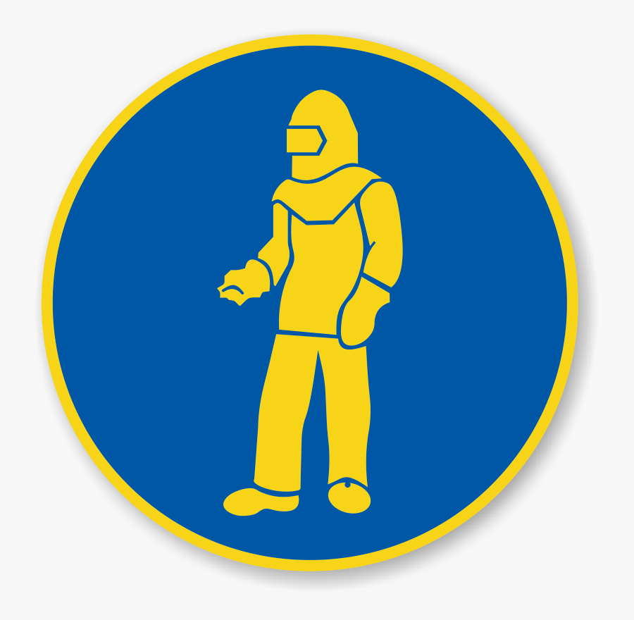 Wear Full Protective Clothing, 12", Reflective Sheet - Hazard Symbol, Transparent Clipart